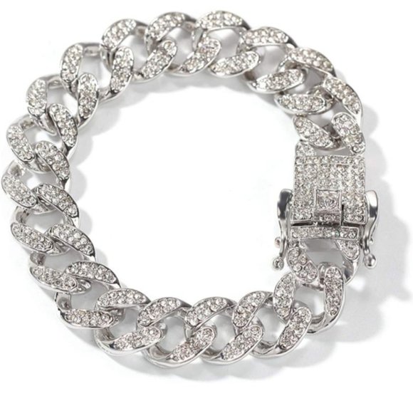 New Cuban link chain bracelet iced out miami hip hop - Picture 2 of 4